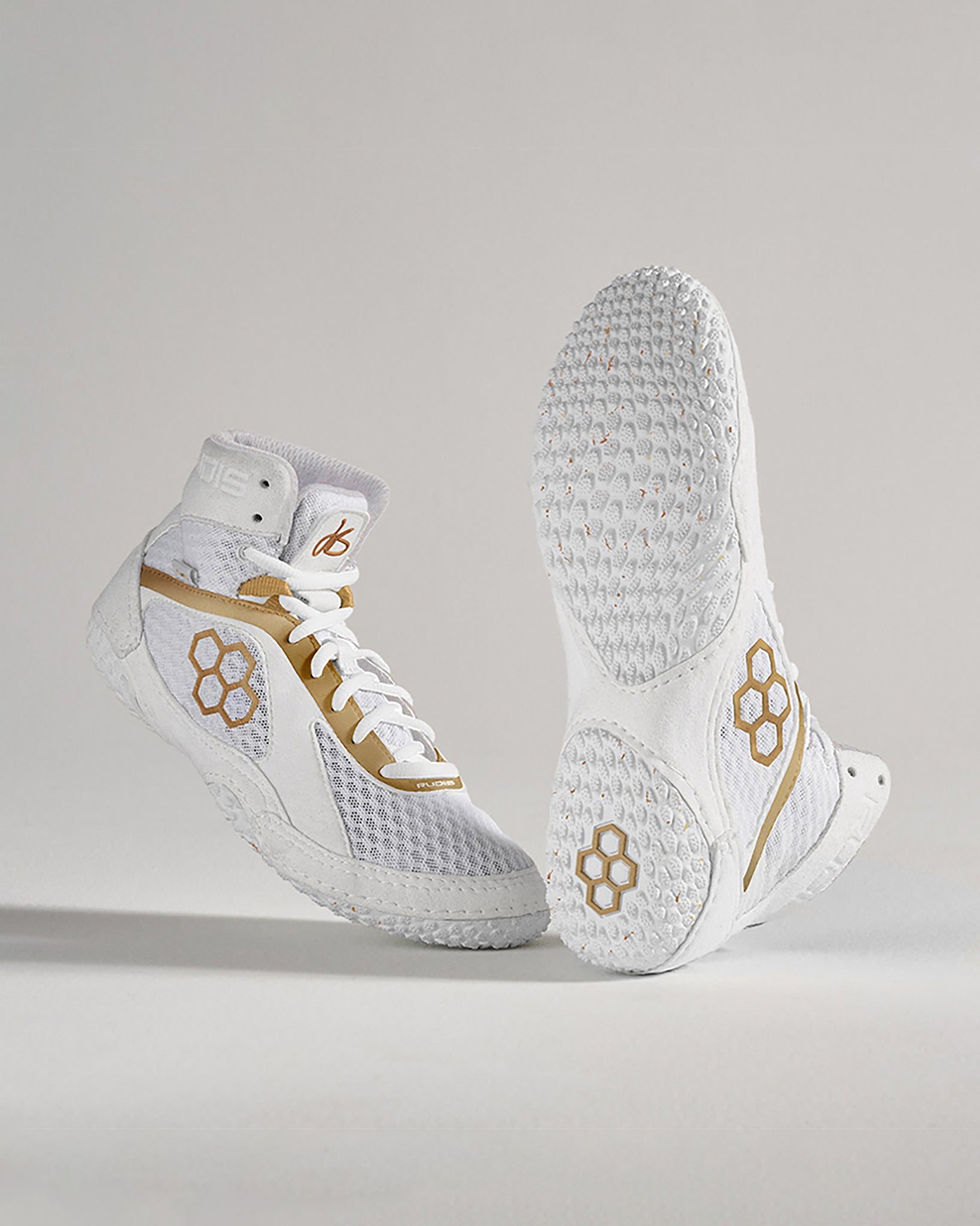 Gold and white wrestling 2025 shoes