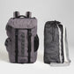 A stylish gray backpack paired with a drawstring mesh sport bag showcasing functional design elements ideal for athletic use