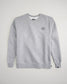 A light gray crewneck sweatshirt featuring a subtle embroidered design on the chest and a comfortable fit ideal for casual wear