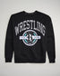 A black sweatshirt designed for wrestling enthusiasts featuring a bold print that emphasizes wrestling as a lifestyle