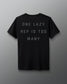 Back Shirt view - Black w/ Grey Text  solid text "One Lazy Rep is too many" design.