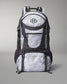 A stylish gray and black backpack with a modern design and multiple compartments ideal for outdoor adventures or daily commuting