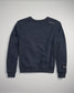 A dark navy crew-neck sweatshirt featuring a subtle logo on the sleeve and text that reads A WAY OF LIFE on the back