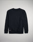 A black sweatshirt featuring a round neckline and subtle branding designed for comfort and casual wear