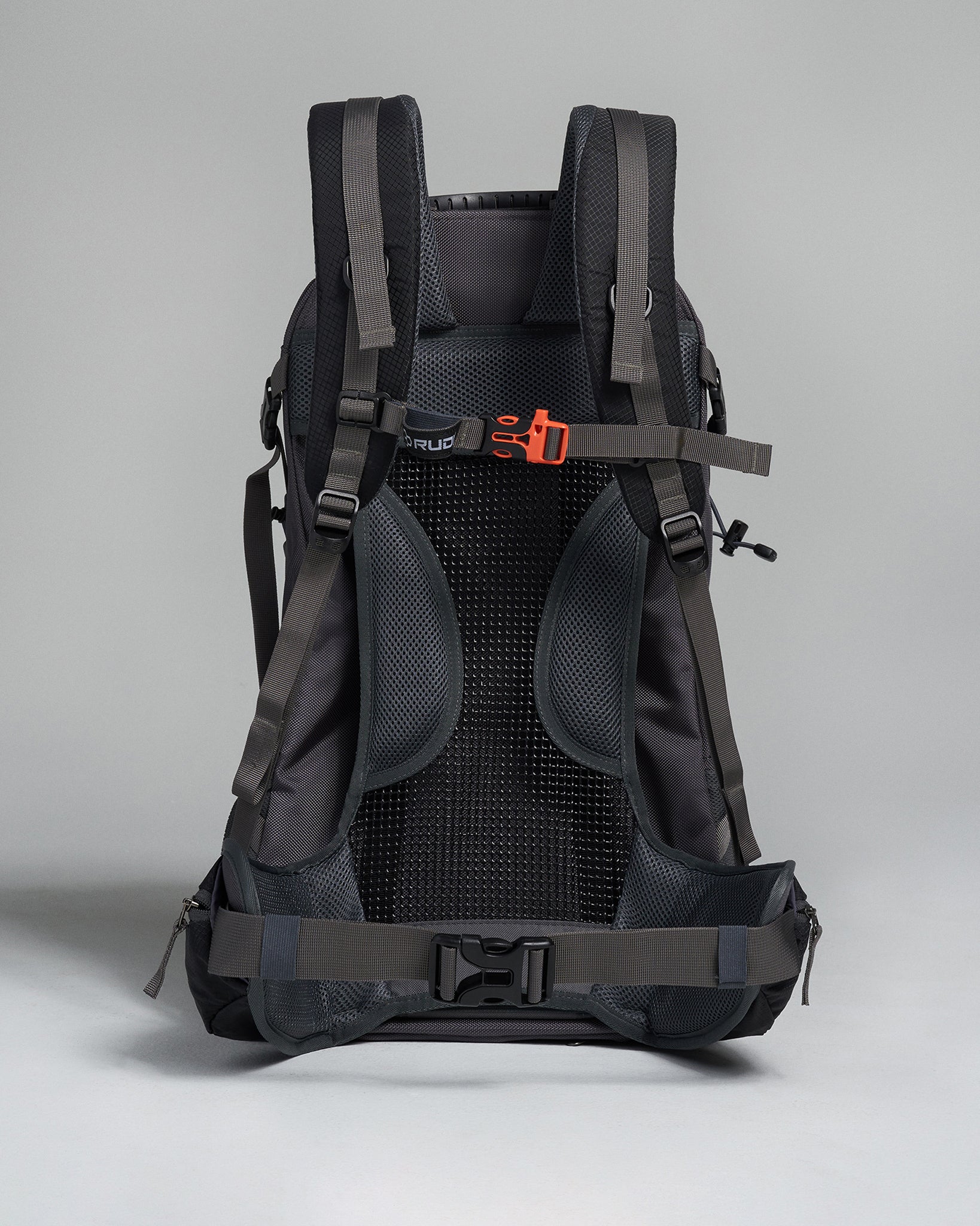 A sleek black backpack with mesh padding and adjustable straps designed for comfort and durability during outdoor activities