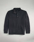 A black quilted pullover featuring a high collar and buttoned placket designed for warmth and style