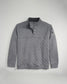 A stylish gray quilted pullover with a half-button closure and a black collar designed for both comfort and warmth