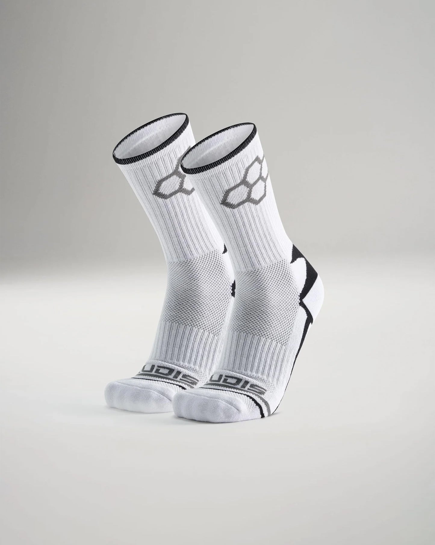 This image features a pair of performance athletic socks designed for enhanced comfort and support during sports activities