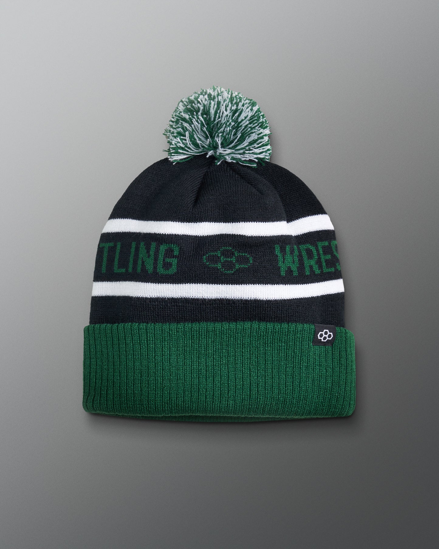 Wrestling Fold Over Beanie - Black/Green/White