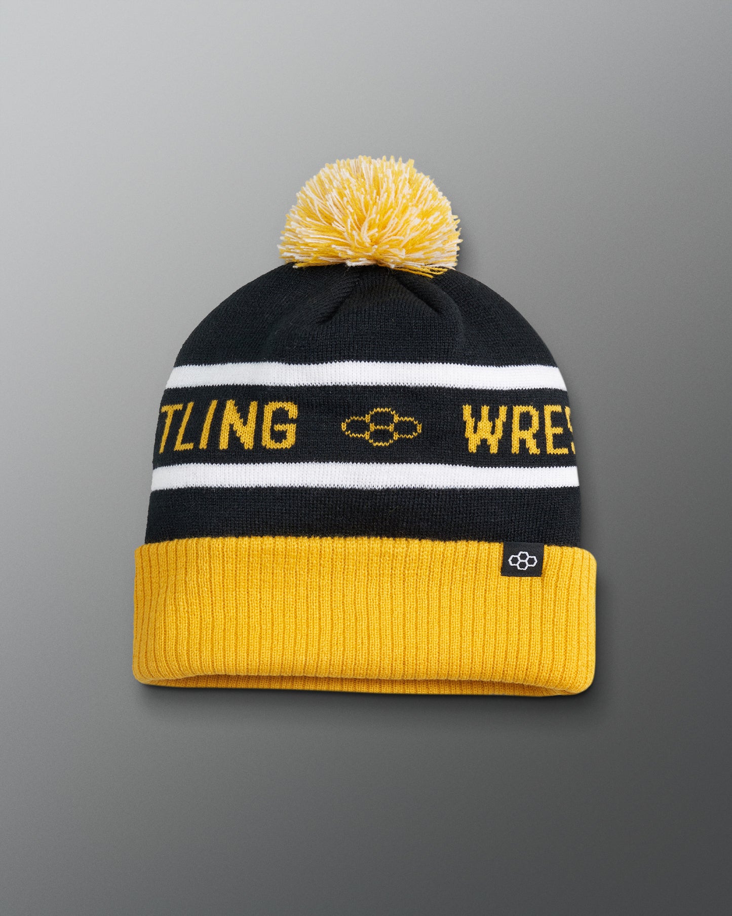 Wrestling Fold Over Beanie - Black/Yellow/White