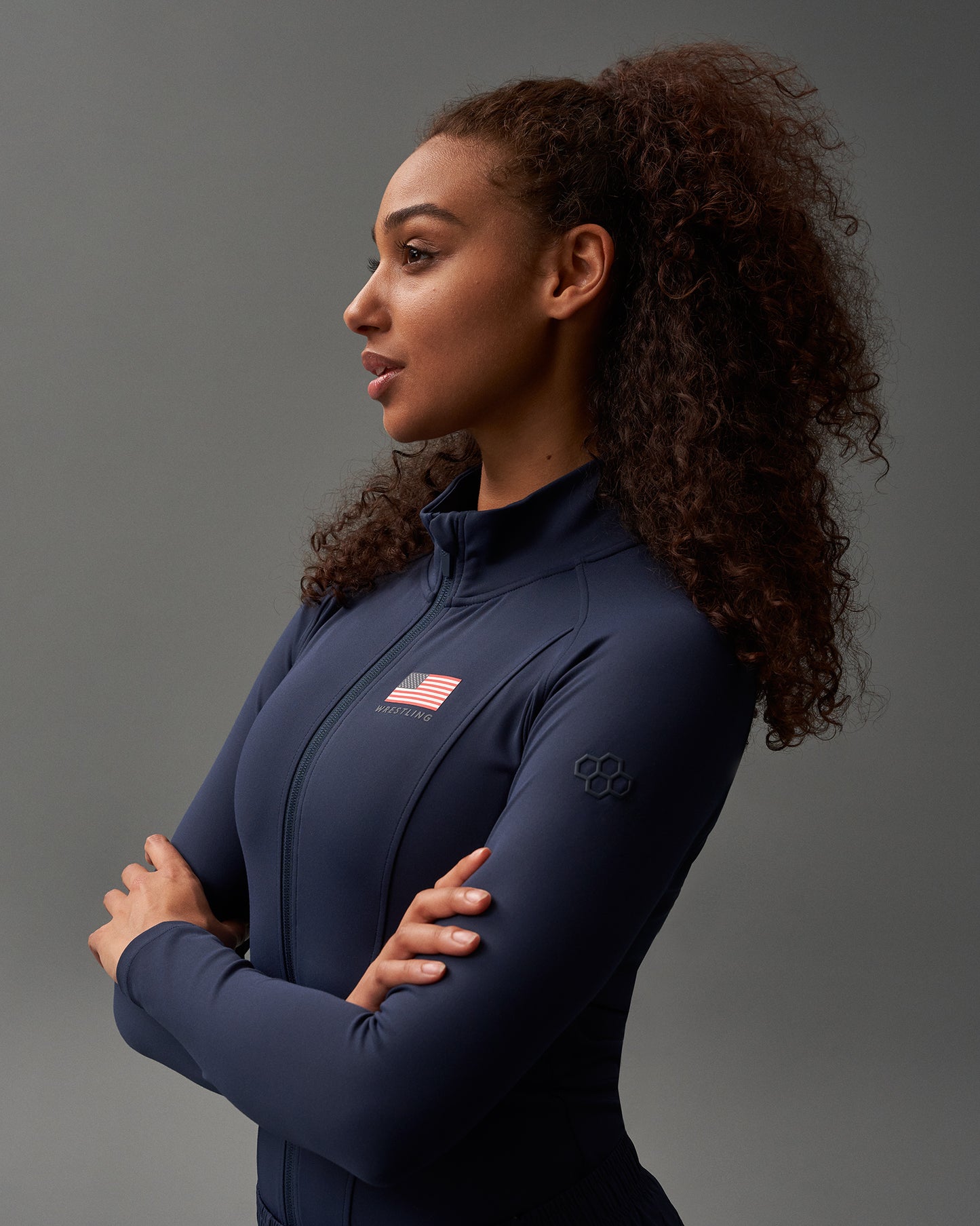 Sweat à capuche zippé contour pour femme avec drapeau des États-Unis