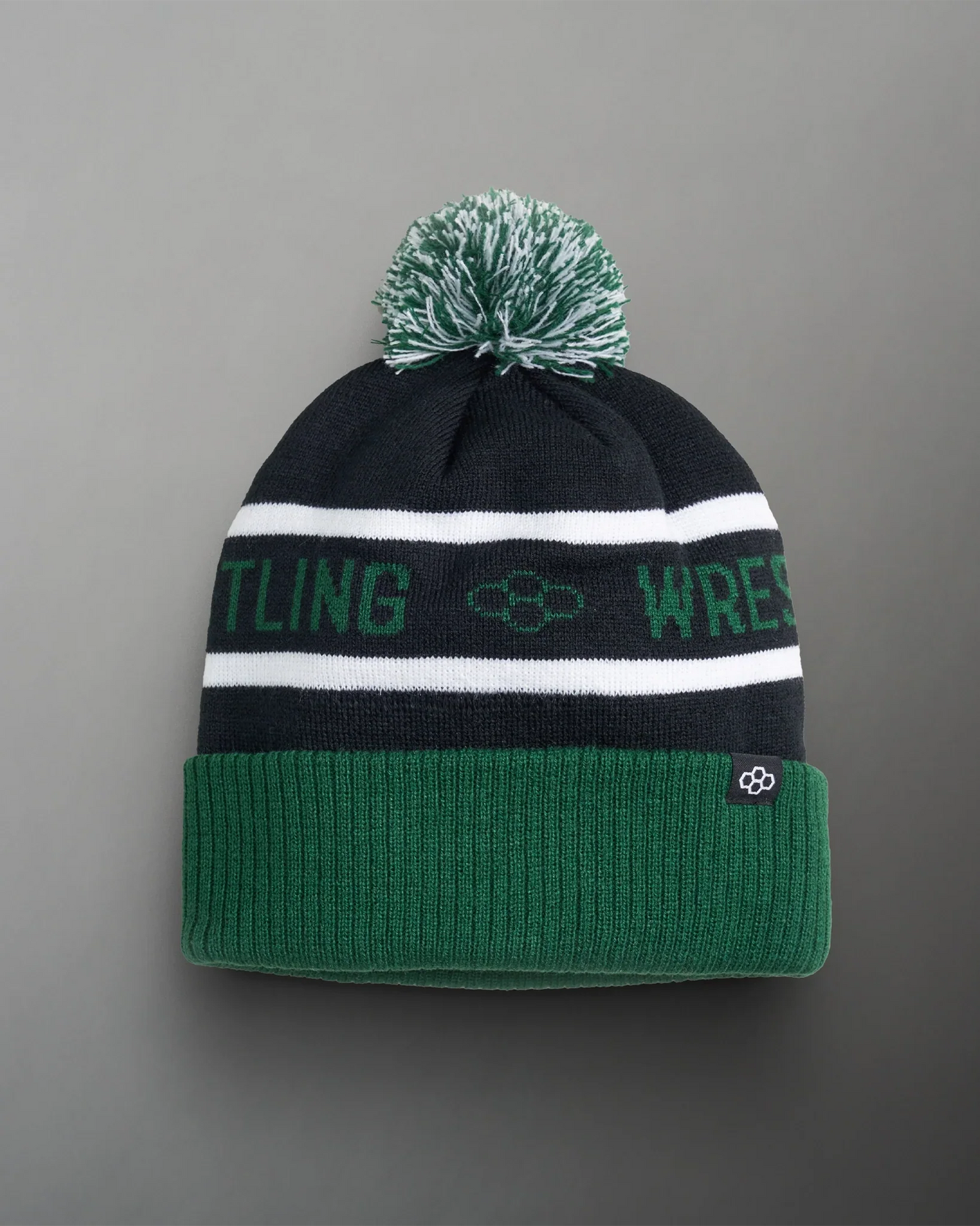 Team Wrestling Fold Over Beanie - Black/Green/White